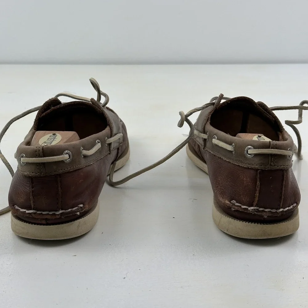 Handcrafted G.H. Bass Men's‎ 11.5 Hampton Boat Shoes Brown 2 Tone Leather Deck